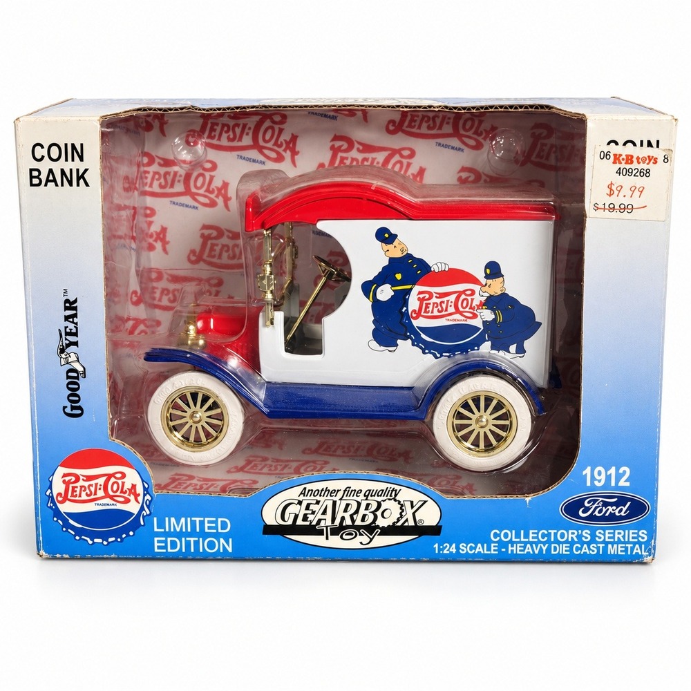 Gearbox 1912 Ford Delivery Car Bank Unisex 1:24 Blue New Pepsi Limited Edition